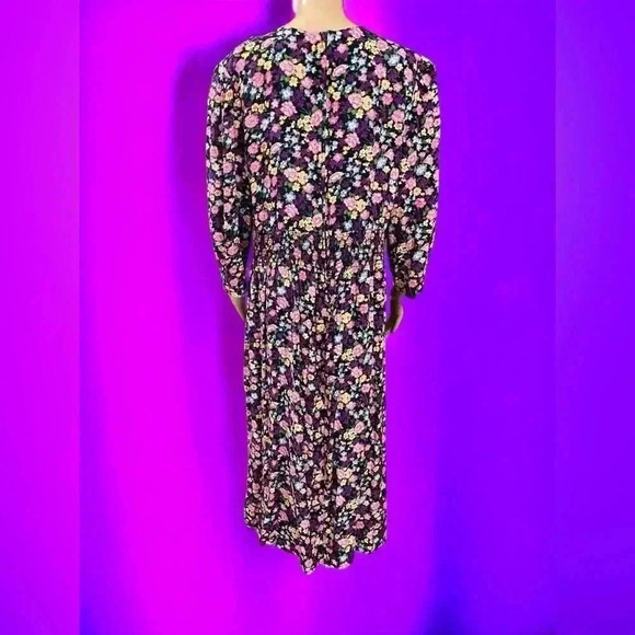 SL Fashions Pink and Yellow Midi Long Sleeve Dress - Picture 9 of 12